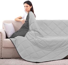 img 4 attached to 🛌 ROKDUK Twin Weighted Blanket Throw: Cooling Reversible 1800TC Cotton Alternative for Adults/Teens - 10 lbs, XL Single Size, Dark Grey/Light Grey