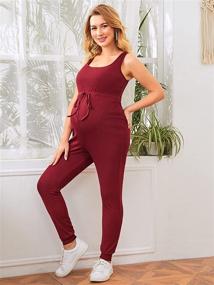 img 2 attached to Stylish Sleeveless Maternity Jumpsuit with Drawstring Waist - MakeMeChic Overall Jumpsuits for Women