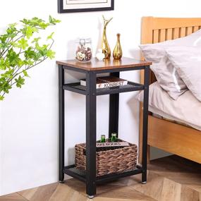 img 3 attached to 🛋️ Rustic Brown Industrial 3-Tier End Table with Storage Shelf - KEDLAN: Easy Assembly, Wood Accent Furniture Perfect for Living Room, Bedroom, or Nightstand