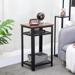 img 2 attached to 🛋️ Rustic Brown Industrial 3-Tier End Table with Storage Shelf - KEDLAN: Easy Assembly, Wood Accent Furniture Perfect for Living Room, Bedroom, or Nightstand