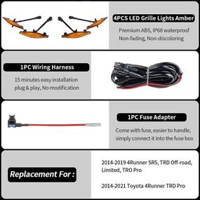 img 3 attached to 🚦 Auxlight 4PCS LED передние решеточные фары Raptor с предохранителем для Toyota 4Runner 2014-2021 TRD Pro, SR5, TRD Off-Road, Limited, TRO Pro (Янтарный)