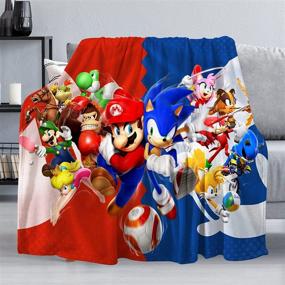 img 4 attached to 🛏️ Soft Cozy Flannel Kids Cartoon Throw Blanket - Warm Blanket for Sofa, Office, Traveling, Camping & Home