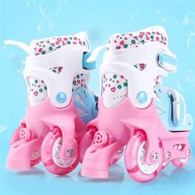 img 3 attached to 🛼 Adjustable Kids Roller Skates - PowerRider Girls & Boys Beginner Inline Skates with Flashing LED Lights Up Wheels - Pink Roller Blades for Kids - Ideal Birthday Gifts