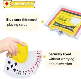 img 3 attached to 🃏 IHUIXINHE Triangle Playing Card Holder & Playing Cards, Poker Size Set of 2 with Standard Index in RED & Blue. Also, Poker Playing Card Rack Holder Set of 4 in RED, Blue, Green & Yellow – Total 6 Pack