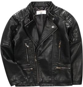 img 4 attached to 🧥 Stylish and Durable LJYH Boys Faux Leather Moto Jacket in Black - Perfect for Spring and Autumn, Ages 3-12