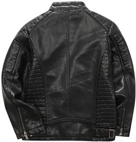 img 3 attached to 🧥 Stylish and Durable LJYH Boys Faux Leather Moto Jacket in Black - Perfect for Spring and Autumn, Ages 3-12