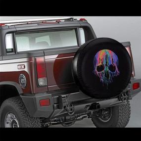 img 3 attached to Foruidea Melting Neon Skull Запасная покрышка Водонепроницаемая пыленепроницаемая УФ-защита от солнца Покрышка для колес Подходит для Jeep