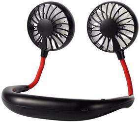 img 4 attached to 💨 Wireless Neckband Fan - USB Rechargeable Personal Fan with Hands-Free Design (3 Speeds, 5-10 Working Hours) in Black