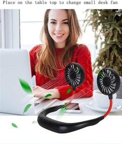 img 2 attached to 💨 Wireless Neckband Fan - USB Rechargeable Personal Fan with Hands-Free Design (3 Speeds, 5-10 Working Hours) in Black