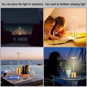 img 1 attached to 🌟 Portable Rechargeable LED Table Lamp, 6000mAh Battery Powered, Metal Desk Lamp, 2-Levels Brightness Night Light, Ideal for Bedroom/Study/Restaurant/Outdoor Camping (Gold)