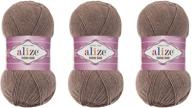 lot of 3 alize cotton gold thread crochet hand knitting yarn - 55% cotton 45% acrylic, 300g, 1082yds (688 milky brown melange) logo