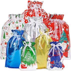 img 4 attached to Bowount Christmas Drawstring Assorted Wrapping Gift Wrapping Supplies
