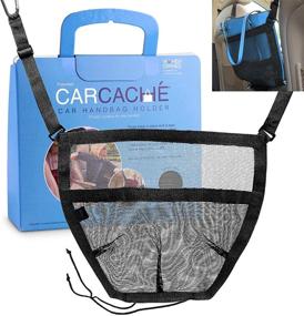 img 4 attached to 🐶 Car Cache Purse Holder: Net Pocket Organizer for Handbag Storage Between Seats – Dog Barrier – Black Car Accessories for Women