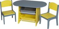 🎁 giftmark children's oval table with 2 chairs and storage bins: ideal gray kids furniture set логотип