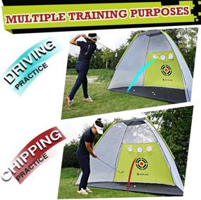 img 2 attached to SAPLIZE Golf Net with Hitting Mat, Balls & 🏌️ Portable 10x7ft Practice Net - High Impact for Indoor/Outdoor/Backyard Driving