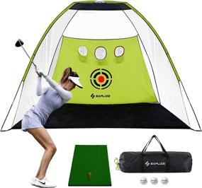 img 4 attached to SAPLIZE Golf Net with Hitting Mat, Balls & 🏌️ Portable 10x7ft Practice Net - High Impact for Indoor/Outdoor/Backyard Driving