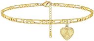 браслет на щиколотку glimmerst initial: персонализированный анклет из нержавеющей стали с покрытием золотом 18к и сердцем со вставкой буквы для женщин и девочек логотип