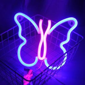 img 2 attached to 🦋 Butterfly Neon Lights: Magical Pink & Blue Wall Decor for Kids Room, Bedroom, Christmas Party, and More!