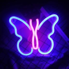 img 1 attached to 🦋 Butterfly Neon Lights: Magical Pink & Blue Wall Decor for Kids Room, Bedroom, Christmas Party, and More!