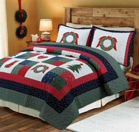img 4 attached to Christmas Reversible Coverlet Bedspread Washable
