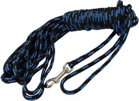 img 2 attached to 🐾 Dogs My Love Braided Nylon Rope Tracking Dog Leash - Black/Blue, 15-30 Feet, 1/4" Diameter - Small Breed Training Lead