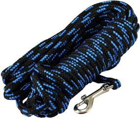 img 3 attached to 🐾 Dogs My Love Braided Nylon Rope Tracking Dog Leash - Black/Blue, 15-30 Feet, 1/4" Diameter - Small Breed Training Lead