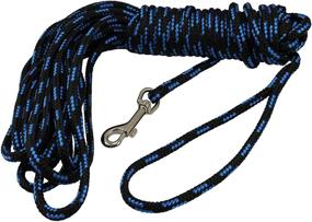 img 1 attached to 🐾 Dogs My Love Braided Nylon Rope Tracking Dog Leash - Black/Blue, 15-30 Feet, 1/4" Diameter - Small Breed Training Lead