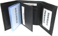 classic trifold black leather wallet logo