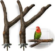 🐦 heekame 2 pack bird perch - natural wood fork stand perch with swing toy - stainless steel washers included (0.6-1inch) logo
