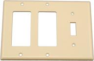 leviton 3-gang wallplate: 1-toggle, 2-decora/gfci combo, device mount, light almond logo