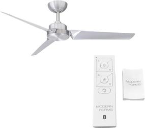 img 3 attached to 52in Brushed Aluminum Roboto 3-Blade Smart Ceiling Fan for Indoor and Outdoor Use with Remote Control