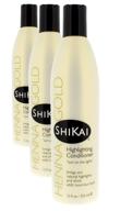 🌿 shikai - henna gold highlighting conditioner, enhances natural highlights &amp; shine, boosts volume, plant-based formula with non-coloring henna (natural fragrance, 12 fl oz, pack of 3) logo