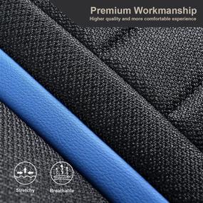 img 1 attached to Giant Panda Luxury Front Car Seat Covers: PU Leather and Linen Material, Universal Fit for Cars SUV Pickup Mini Van - Black + Blue