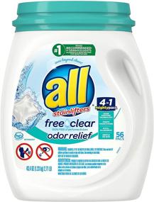 img 3 attached to All Mighty Pacs Free Clear Odor Relief Laundry Detergent, Tub - 56 Count