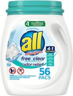 all mighty pacs free clear odor relief laundry detergent, tub - 56 count logo