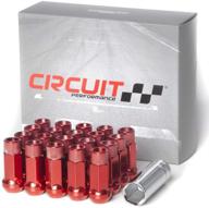 🔧 circuit performance forged steel extended open end hex lug nut set: 12x1.5 red - 20 piece + tool for aftermarket wheels logo