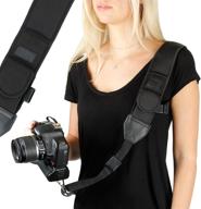 📸 usa gear camera sling shoulder strap: adjustable, neoprene, safety tether, accessory pocket - compatible with canon, nikon, sony dslr and mirrorless cameras (black) logo