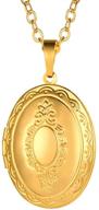 персонализированное колье-медальон u7 round - нержавеющая сталь покрытая золотом 18k с индивидуальной гравировкой фото или текста - идеальный подарок для женщин и девочек. логотип