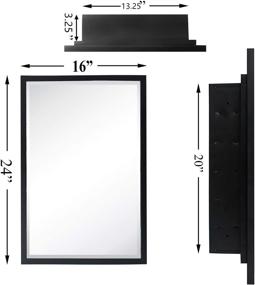 img 3 attached to 🚽 16 x 24 inches Black Metal Framed Recessed Bathroom Medicine Cabinet with Mirror, Rectangle Beveled Vanity Mirrors for Wall