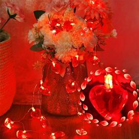 img 1 attached to ❤️ Romantic Red Heart String Lights - 30 LED, 10ft | Battery Operated Indoor Outdoor Decor for Valentine's, Wedding, Anniversary, & Mother's Day