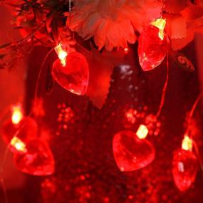 img 4 attached to ❤️ Romantic Red Heart String Lights - 30 LED, 10ft | Battery Operated Indoor Outdoor Decor for Valentine's, Wedding, Anniversary, & Mother's Day