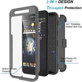 img 3 attached to ⚙️ NJJEX Galaxy J7 Refine Case with Built-in Screen Protector and Holster - Grey, for Samsung J7 2018/J7 Star/J7 V 2nd/J7 Aura/J7 Top/J7 Crown/J7 Eon/J7 Aero - Kickstand Phone Cover