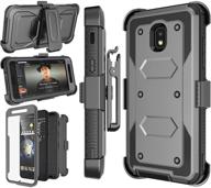 ⚙️ njjex galaxy j7 refine case with built-in screen protector and holster - grey, for samsung j7 2018/j7 star/j7 v 2nd/j7 aura/j7 top/j7 crown/j7 eon/j7 aero - kickstand phone cover logo