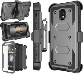 img 4 attached to ⚙️ NJJEX Galaxy J7 Refine Case with Built-in Screen Protector and Holster - Grey, for Samsung J7 2018/J7 Star/J7 V 2nd/J7 Aura/J7 Top/J7 Crown/J7 Eon/J7 Aero - Kickstand Phone Cover