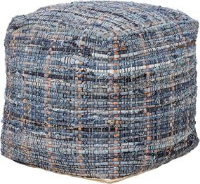 img 4 attached to Denim Delight: Christopher Knight Home Harris Fabric Pouf - Stylish Comfort for Your Living Space