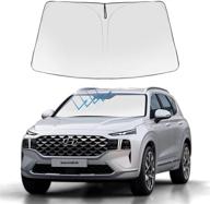 custom fit foldable sunshade for hyundai santa fe: protect your front windshield with upgraded accessories for 2022-2019 models logo