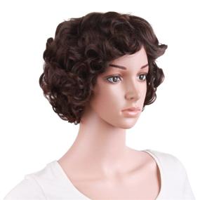 img 3 attached to MapofBeauty 10 Inch/25 cm Special Elderly Short Curly Fashion Wigs - Dark Brown Delight