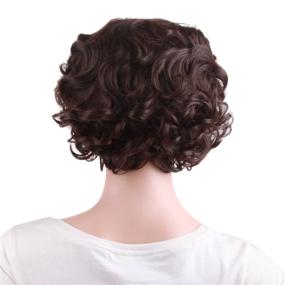 img 1 attached to MapofBeauty 10 Inch/25 cm Special Elderly Short Curly Fashion Wigs - Dark Brown Delight