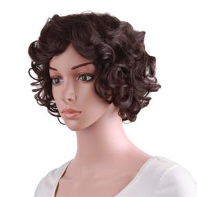 img 2 attached to MapofBeauty 10 Inch/25 cm Special Elderly Short Curly Fashion Wigs - Dark Brown Delight