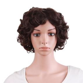 img 4 attached to MapofBeauty 10 Inch/25 cm Special Elderly Short Curly Fashion Wigs - Dark Brown Delight